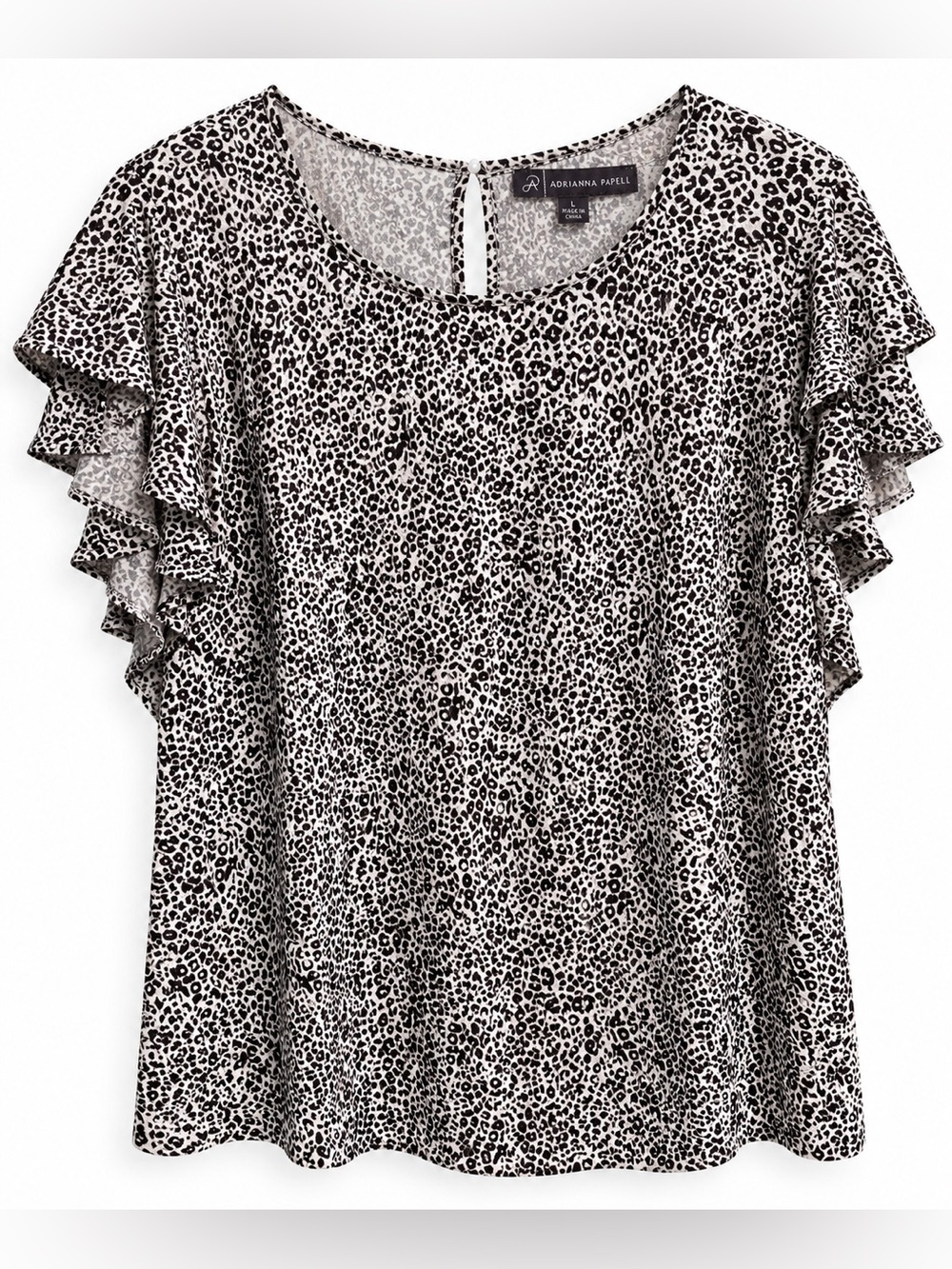 Leopard Print Ruffle Sleeve Women's Top